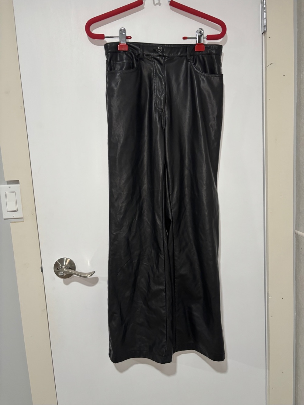 Black Tape_ women’s Leather Straight-Leg Pants